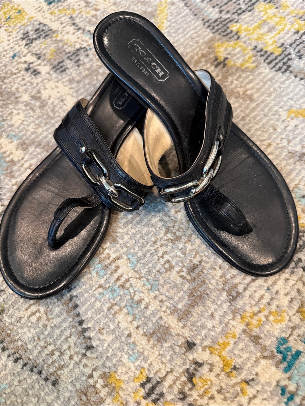 COACH VIRGINIA black wedge sandals size 6.5